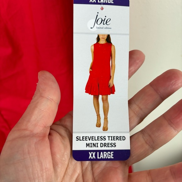 Joie-Limited Edition-sleeveless tiered mini dress in cayenne red-woman’s XXL-NWT - Picture 12 of 14